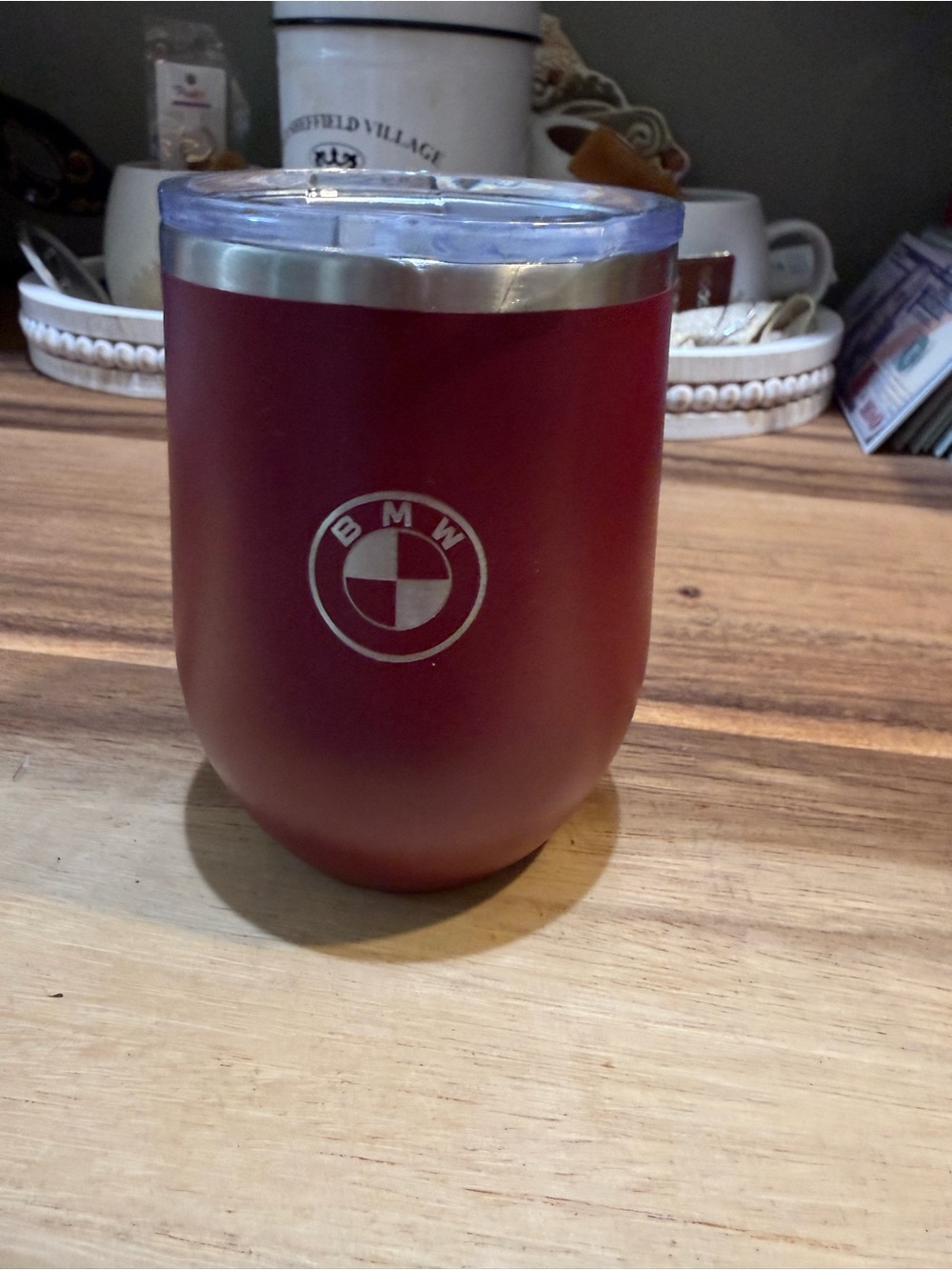 BMW Matte Red Travel Tumbler with Silver Logo